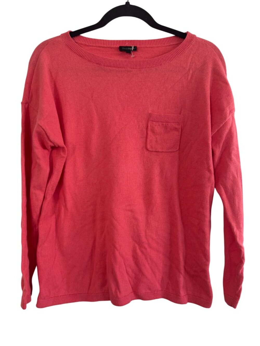 Talbots Coral Knit Sweater With Pocket M Cotton Wool Cashmere Blend